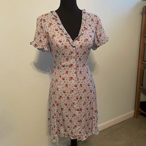 NWOT Reformation Dallas Button Down Mini Dress Petunia Blue Floral Print 6